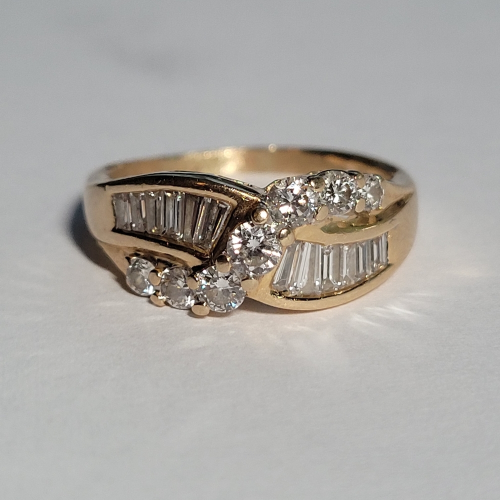 14k Yellow Gold and Natural 1 ct Diamond Ring.